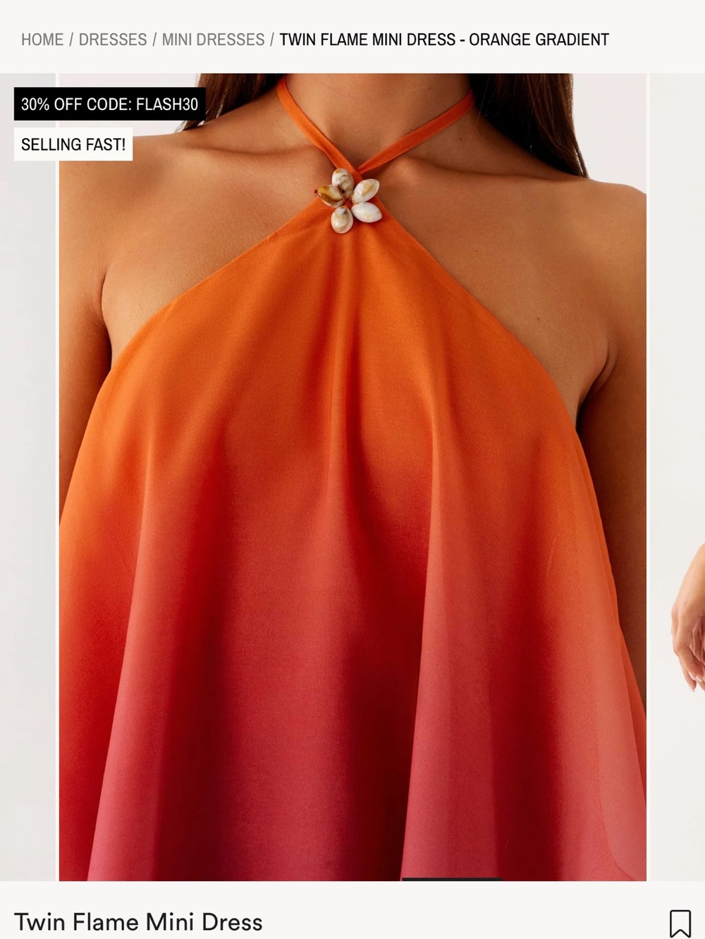 Peppermayo Orange to Pink Gradient Halter Mini Dress - Picture 4 of 4